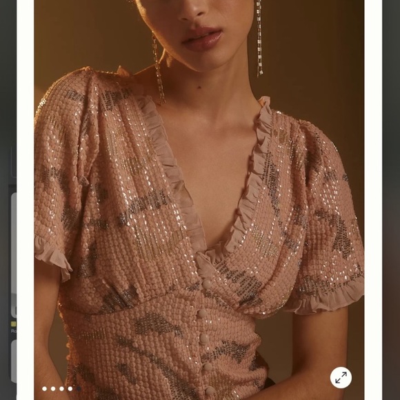 NWT Anthropologie Sequinned V-Neck Blouse - Picture 3 of 8